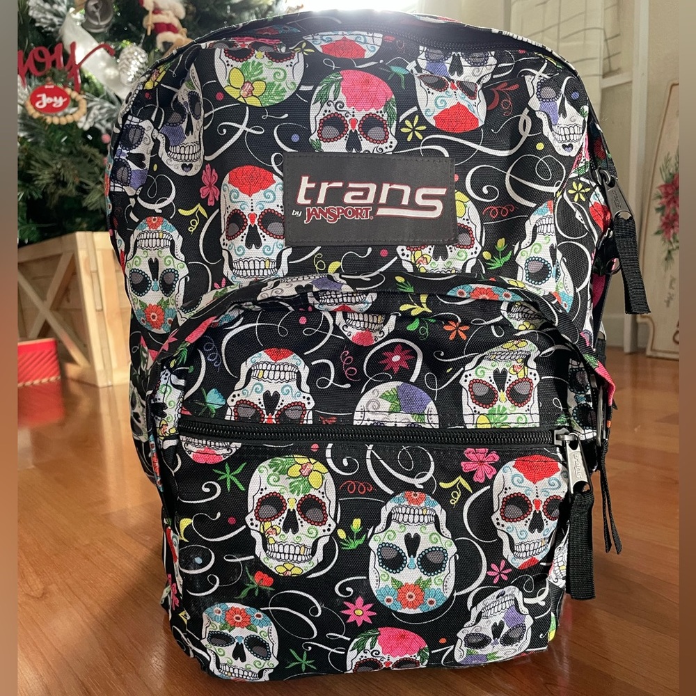Trans by Jansport skull and floral backpack